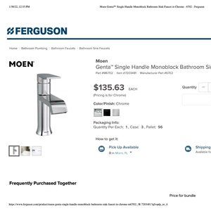 Moen GentaTM Single Handle Monoblock Bathroom Sink Faucet in ChromeMoen GentaTM